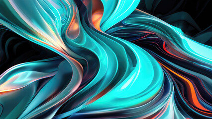 Obraz premium Futuristic Gradient with Neon Cyan, Electric Blue, Metallic Silver, and Deep Black