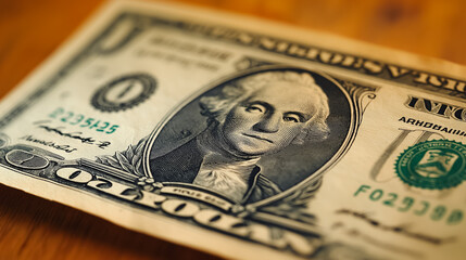 A close up of a US Dollar bill with George Washington's face on it. The bill is from the year 2010