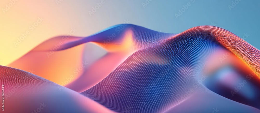 Poster abstract 3d object with a gradient texture and geometric shape