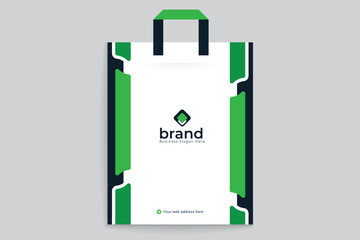 Green color shopping bag design