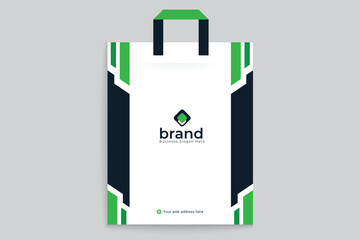 Green color shopping bag design