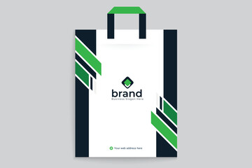Green color shopping bag design