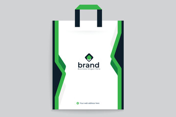 Green color shopping bag design