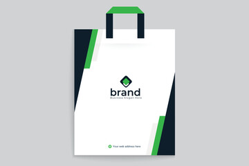 Green color shopping bag design