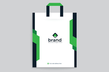 Green color shopping bag design