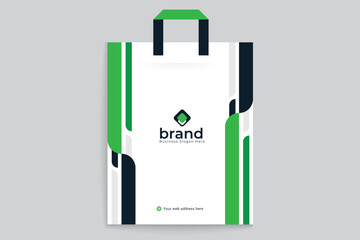 Green color shopping bag design
