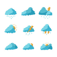 Obraz premium Weather cloud icon hand drawn style. collection of isolated cartoon illustrations