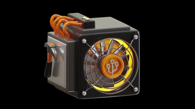 3D Animation of ASIC Miner Improves Crypto Operations | Alpha Channel
