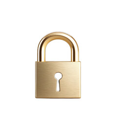 Naklejka premium A shiny golden padlock isolated on a white background, symbolizing security, safety, and protection for personal belongings. transparent background