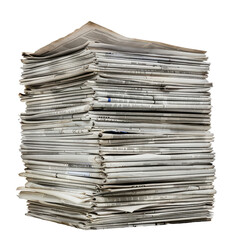 Transparent A stack of newspapers is piled on top of each other