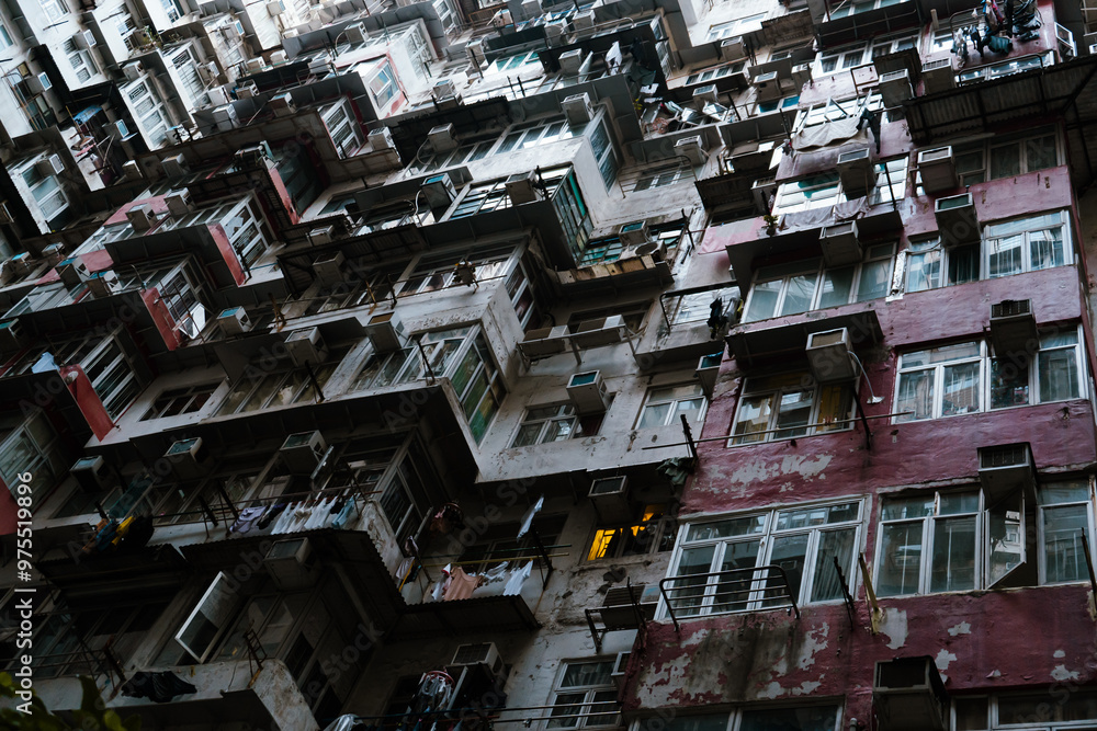 Wall mural exterior of complex residential building in hong kong