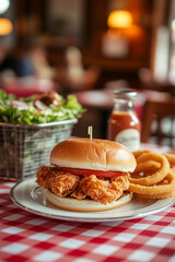 an appealing of fast-food sets, cheeseburger and sandwich combo set of golden fries, and a chilled cola on a sleek tray.