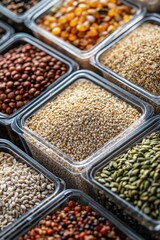 Various Seeds in Plastic Containers