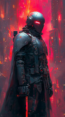 Naklejka premium Futuristic knight art