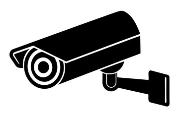 cctv camera silhouette on white background. vector illustration