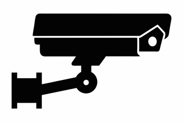 cctv camera silhouette on white background. vector illustration