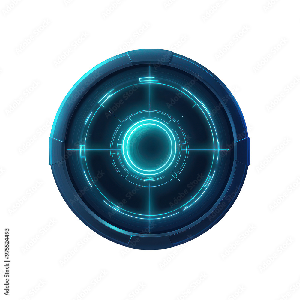 Aufkleber futuristic blue circular interface design with glowing elements, perfect for sci-fi themes and techn