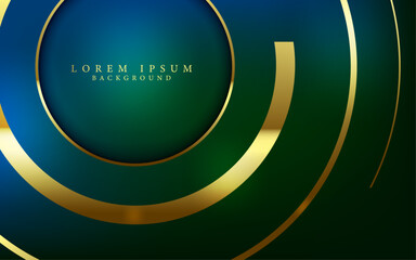 golden circle metallic layers decorative blue and green dark abstract digital luxury award banner,cover and card background vector illustration template.