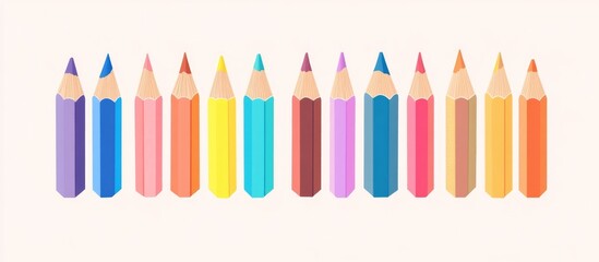Collection Of Colored Pencils Isolated On White Background