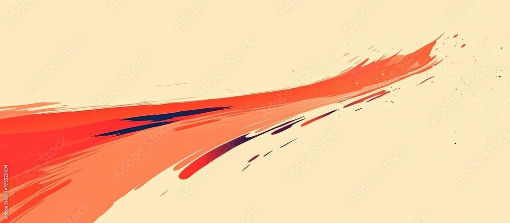 Poster abstract orange line with digital glitch and interference effect