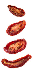 Close-up of dried tomato slices isolated on white background. Perfect for culinary blogs, food magazines, and recipe illustrations.