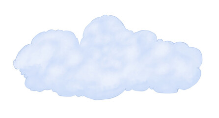 Cloud big fluffy blue in watercolor technique neat illustration color children's for printing and web use