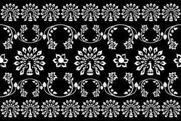 Thai pattern,peacock, seamless pattern, Navajo, traditional ethnic, fabric pattern for textiles, rugs, wallpaper, clothing, sarong, batik, wrapping, embroidery, print, background, cover, illustrati
