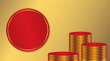 red podium with yellow gradation background. Vector Illustration