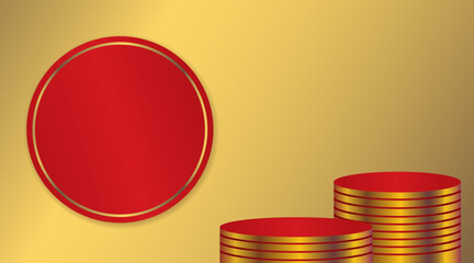 red podium with yellow gradation background. Vector Illustration