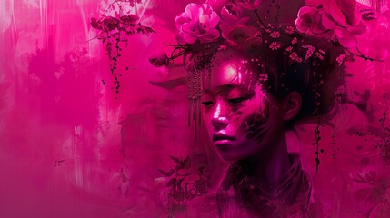 Fototapeta premium Woman With Flowers In Her