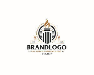 Obraz premium Set bundle Burning Torch fire flame logo design for business company 