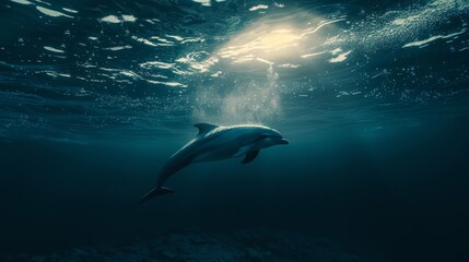 Fototapeta premium A dolphin is swimming in the ocean