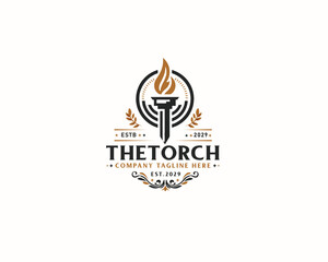 Obraz premium Set bundle Burning Torch fire flame logo design for business company 