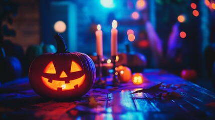 Jack-o'-lantern with a spooky smile pumpkin for Halloween