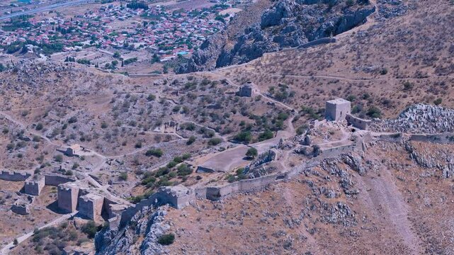 greece peloponnese region acrocorinth ancient city aerial view on daylight