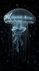 Mesmerizing Glowing Fractal Jellyfish - Vertical Wallpaper for Phones