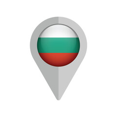 Bulgaria national flag pin location icon. Vector illustration