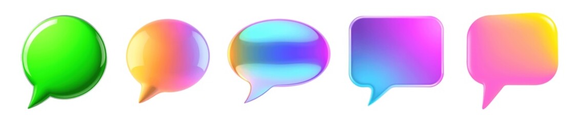 Fototapeta premium set of glossy colorful speech bubbles isolated on transparent background