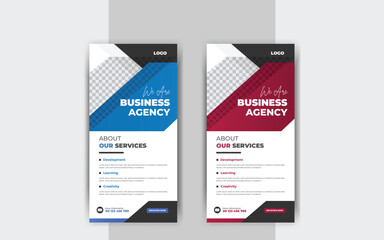 DL Flyer design Pink business template for dl flyer and Layout with modern circle photo and abstract background as well as Roll up banner