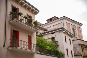 Fototapeta premium Typical houses in the historic center of Verona, Italy