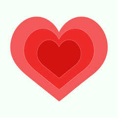 Love symbol.Heart paper cutout icon.Valentine's day, wedding, love, anniversary, mother, marriage.Red hearts isolated on background.Vector graphic illustration.