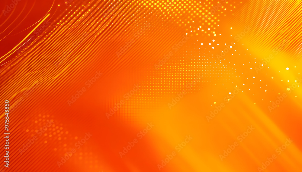 Poster abstract orange background with lines and halftone effect