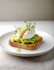 Avocado Toast with Poached Egg and Microgreens