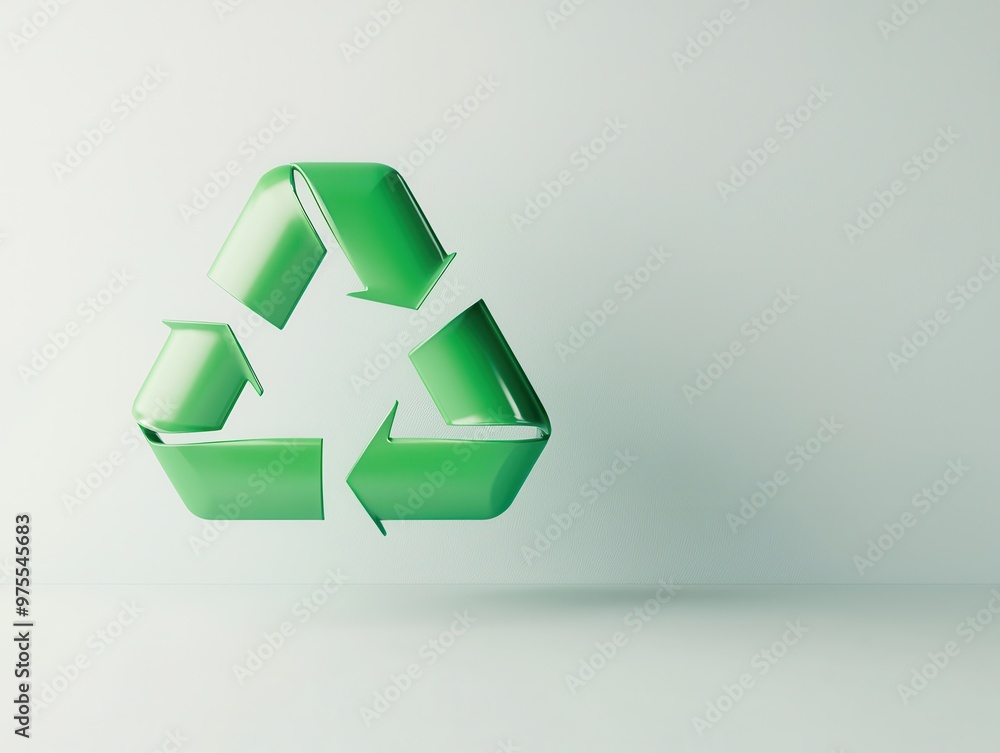 Poster Green Recycle Symbol on White Background.