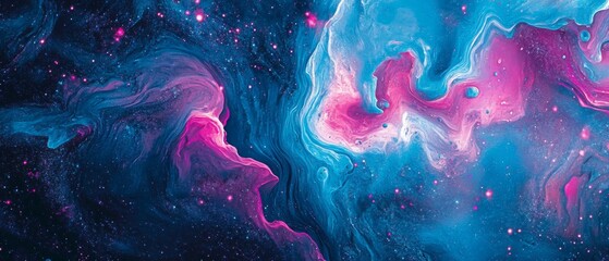 Fototapeta premium Vibrant cosmic patterns with swirling shades of blue and pink, evoking a sense of wonder