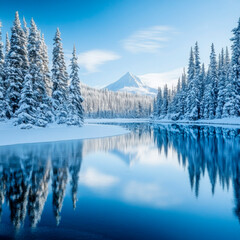 Obraz premium Winterlandschaft Spiegelung