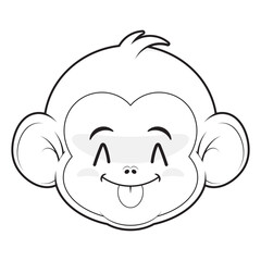 monkey playful face outline cartoon cute