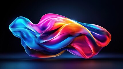 Obraz premium Vibrant abstract art with flowing curves and dynamic colors, creating a sense of movement and energy against a dark background.