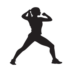 Woman Doing Aerobic Exercises Stock Vector. Aerobic Exercise silhouette vector.