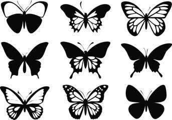 Different butterflies set. Vector illustration